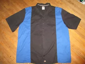 4XL DICKIES TWO TONE WORK SHIRT Uniform Mechanic Garage Black Blue XXXXL - Picture 1 of 4