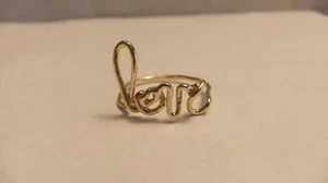 Anillo artesanal de oro amarillo de 14 K con escritura a mano "LOVE" talla -8- años 70 C - Imagen 1 de 1