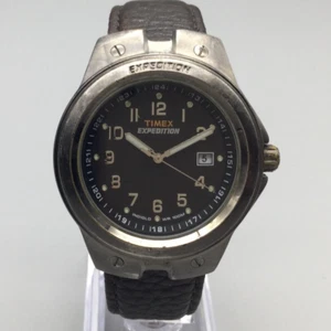 Timex Expedition Watch Men Indiglo 40mm Gunmetal Date Leather 2012 New Battery - Picture 1 of 16