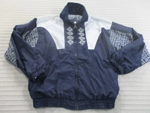 Vintage Wilson Womens Jacket Small Blue High Neck Zips Windbreaker White Pockets - Picture 1 of 12