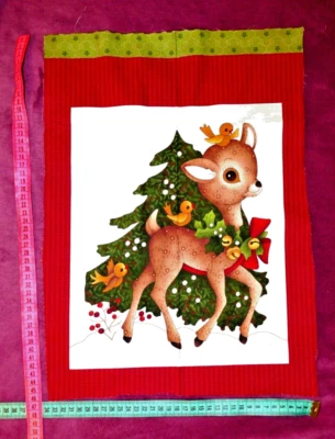 Stoff   Patchwork  Panel  - Reh am Baum - Bild 1 von 3