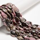Perles lisses plates en forme de larme rhodonite naturelle taille 13 x 18 mm 15,5 pouces brin