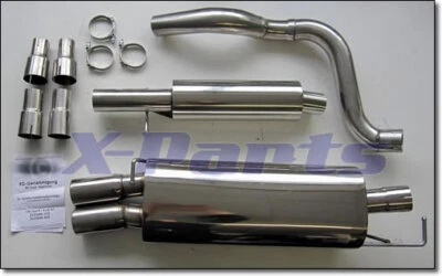 Impianto di scarico in acciaio inox da catalizzatore VW Golf 4 + Audi A3 con ABE 2 x 76 mm rotondo nuovo - Immagine 1 di 4