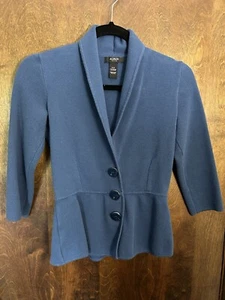 Alfani Women's 3-Button Knit Motorcycle Jacket P/P Sweater Blue Knit Blazer - Picture 1 of 5
