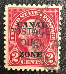 Canal Zone #J16 Used 1925 Overprint in blue 2¢ Carmine - Picture 1 of 2