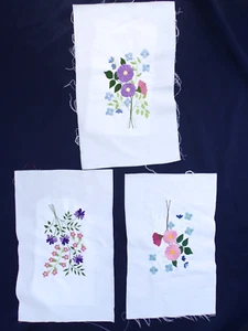 3 Edredón Huérfano Bordado a Máquina Cuadrados Flores Floral Blanco 7.5" x 12.5" - Imagen 1 de 11