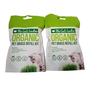 The Cat Ladies Organic Pet Grass Refill Kit 2 Packs NEW SEALED - Picture 1 of 3