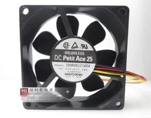 1PC Sanyo 109R0812S404 12V 0.18A 8CM 8025 3-wire cooling fan - Picture 1 of 2