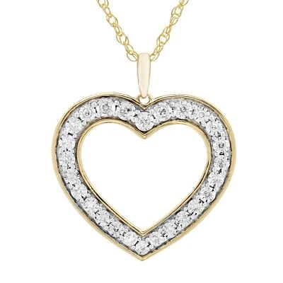 Collar colgante corazón abierto de diamantes de 1/5ctw de la bahía de Boston en amarillo de 14 k... Foto 1 de 4