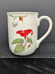 Vintage Otagiri Humming Bird Hibiscus Flower Gold Trimmed 8 Oz Coffee Tea Mug - Picture 1 of 7