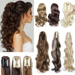 Pieza de cabello cola de caballo de garra gruesa real con clip en extensiones de cabello como cabello rubio humano - Imagen 1 de 38