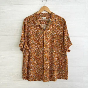 Earthbound Trading - Golden yellow butterfly short sleeve button down shirt, XXL - Picture 1 of 6