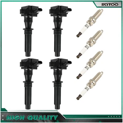 For Jaguar E-Pace XE XF F-Type 2.0L 4Pcs Ignition Coil & Iridium Spark Plugs - Изображение 1 из 4