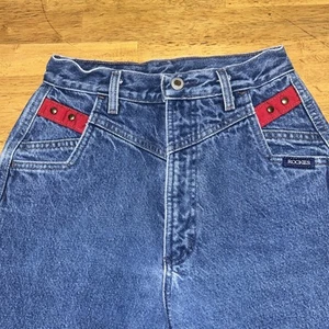 Pantalones de mezclilla Rockies vintage para mujer tiro alto a pelo talla 28/7 entrepierna 34 - Imagen 1 de 8