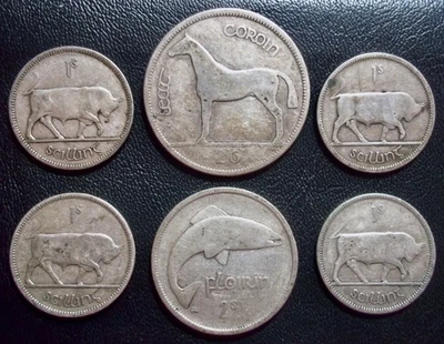 6 X MONEDAS DE PLATA IRLANDESAS - PLATA .750 Foto 1 de 2