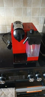 Delonghi Nespresso Pod Coffee Machine Red and Black Used - Image 1 of 4