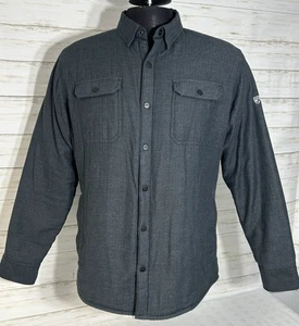 Kuhl Joyrydr Shirt-Jac Uomo MEDIA Grigio Foderato in Pile Flanella Camicia Giacca Snap - Foto 1 di 19