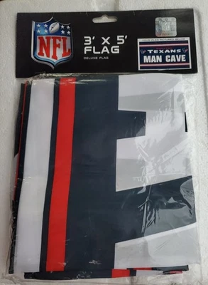 Bandeira interna/externa oficial licenciada NFL Houston Texans Man Cave Deluxe 3x5 nova - Imagem 1 de 2