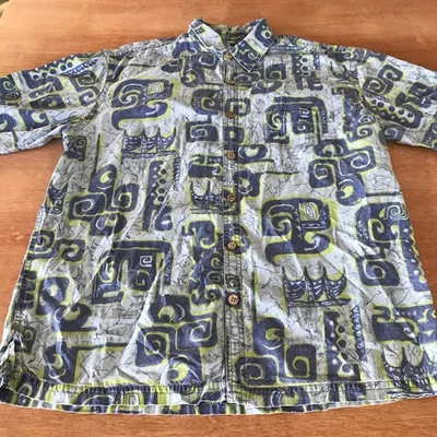 Kahala 1936 Hawaiian Shirt Men L Geometric Tribal Button Up Pocket Short Sleeve - Image 1 of 4