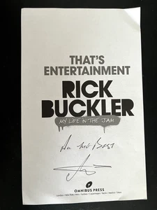 RICK BUCKLER - LATE GREAT DRUMMER WITH THE JAM - SIGNED BOOK PAGE - Picture 1 of 1