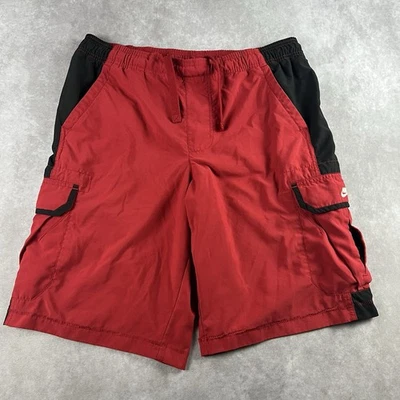 Y2K Nike Red Cargo Performance Shorts Size M Loose 11" Inseam Drawstring VTG - Image 1 of 4