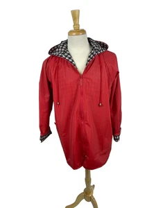Totes Women’s Rain Jacket Coat RED SIZE M Hooded Plaid Lining - Picture 1 of 13