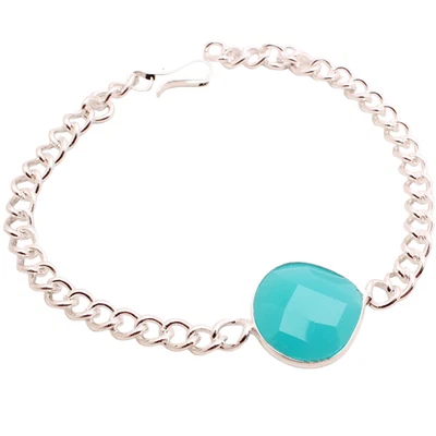 Braccialetto sfaccettato pietra preziosa calcedonio placcato argento... - Immagine 1 di 3