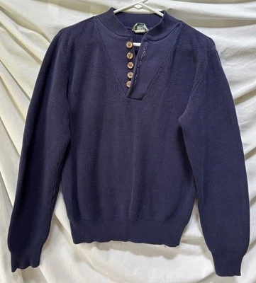 Vtg REI Blue 100% Cotton Button Neck Pullover Sweater S / M ~ USA - Image 1 of 4