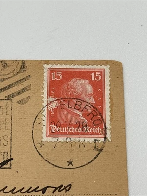 Stamps German Empire 1927 Mi 408 fine used / cancelled 1928 On Postcard - Image 1 of 4