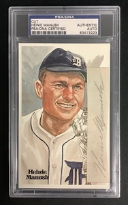 Heinie Manush Signed Perez Steele Postcard Cut Index Tigers Autograph PSA/DNA - Picture 1 of 3