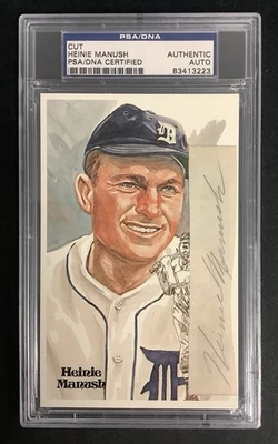 Heinie Manush Signed Perez Steele Postcard Cut Index Tigers Autograph PSA/DNA - Image 1 of 3