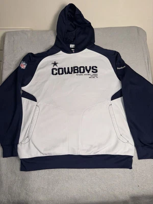 Suéter masculino Dallas Cowboy extra grande branco azul NFL Reebok com capuz pulôver - Imagem 1 de 4