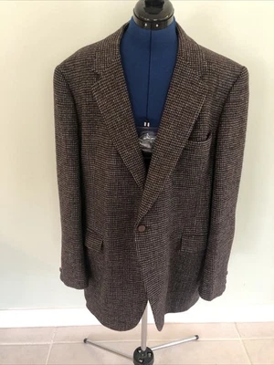 Vintage Harris Tweed Blazer Mens Herringbone Wool Elbow Patch Jacket 70s Read - Image 1 of 4