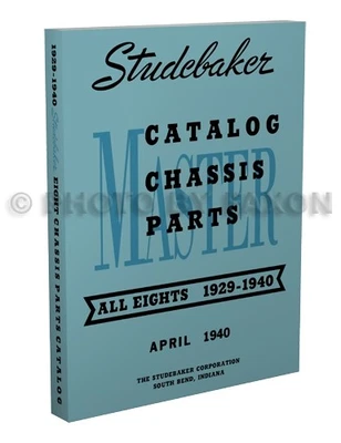 Libro de piezas de chasis de motor Studebaker de 8 cilindros 1940 1939 1938 1937 1936 1929-1935 Foto 1 de 4