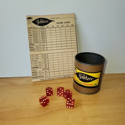 Cartão de pontuação de dados vintage Yahtzee Cup - Imagem 1 de 4
