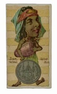 1889 N72 Duke's Tobacco Card ~ COINS of all Nations Siam - Bild 1 von 3