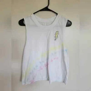 Betsey Johnson Women's White Tie Dye Lighting Bolt Tank Size Small - Picture 1 of 3