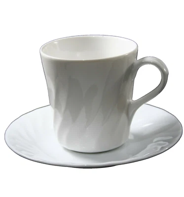 Replacement Corning Corelle White Enhancement Swirl Coffee Tea Mug Cup & Saucer - Image 1 of 4