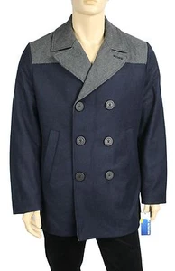 NEU HERREN NAUTICA PERFORMS ZWEIREIHIGER MARINEBLAUER WOLLMANTEL MIT FARBBLOCK $ 298 - Bild 1 von 5