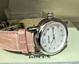 Montblanc Watch Womens Diamonds Ref 7087 Automatic MOP Dial 35mm L/S Pink Swiss - Picture 1 of 19