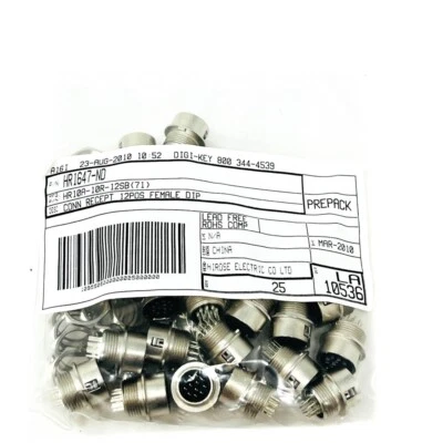 Hirose HR10A-10R-12SB(71) Circular Connector Receptacle 12 Pin Female 25 pcs New - Image 1 of 4