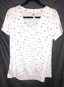 LuLaRoe Christy T Shirt Small White w Red Blue Yellow Floral Print New With Tags - Picture 1 of 4