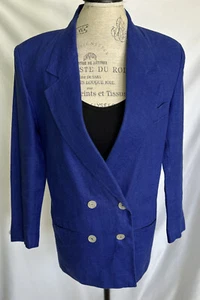 Vintage INTERNATIONAL SCENE Oversized Blue Linen Blazer Made In POLAND Jacket 🎁 - Picture 1 of 9