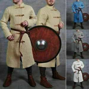 Mittelalter dick wattierter durchgehender Gambeson Mantel Aketon Jacke Rüstung - Bild 1 von 3