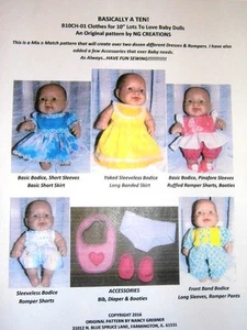 NG Creations Sewing Pattern #1 fits 10" Berenguer Baby Doll Lots To Love - Picture 1 of 8