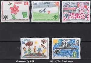 MONACO ANNEE INTERNATIONALE DE L'ENFANT N° 1181/1185 NEUF ** SANS CHARNIERE - Picture 1 of 2