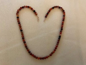 Red Banded Agate Gemstone Necklace with Rose Gold Filled Hook & Eye Clasp - 20” - Picture 1 of 4