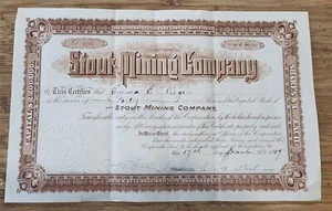1909 Stock Certificate Stout Mining Company Arizona Philadelphia Pa - Picture 1 of 1