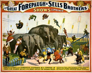 Forepaugh Sells Bros 1899b Elephants Circus Poster Print 17 x 11 Giclee Print - Picture 1 of 1