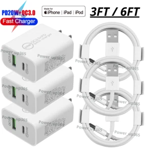 QC PD Charger 20W Power Adapter Block USB Cord For iPhone 14 13 12 11 XR X 8 7 6 - Picture 1 of 14